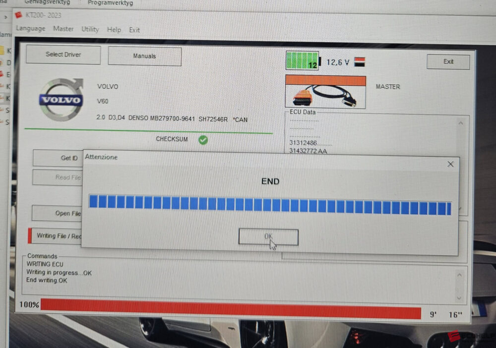 KT200 V1 Offline Volvo V60 D4 2014 Denso MB279700-9611-02