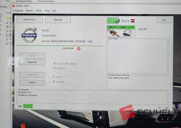 KT200 V1 Offline Volvo V60 D4 2014 Denso MB279700-9611-03