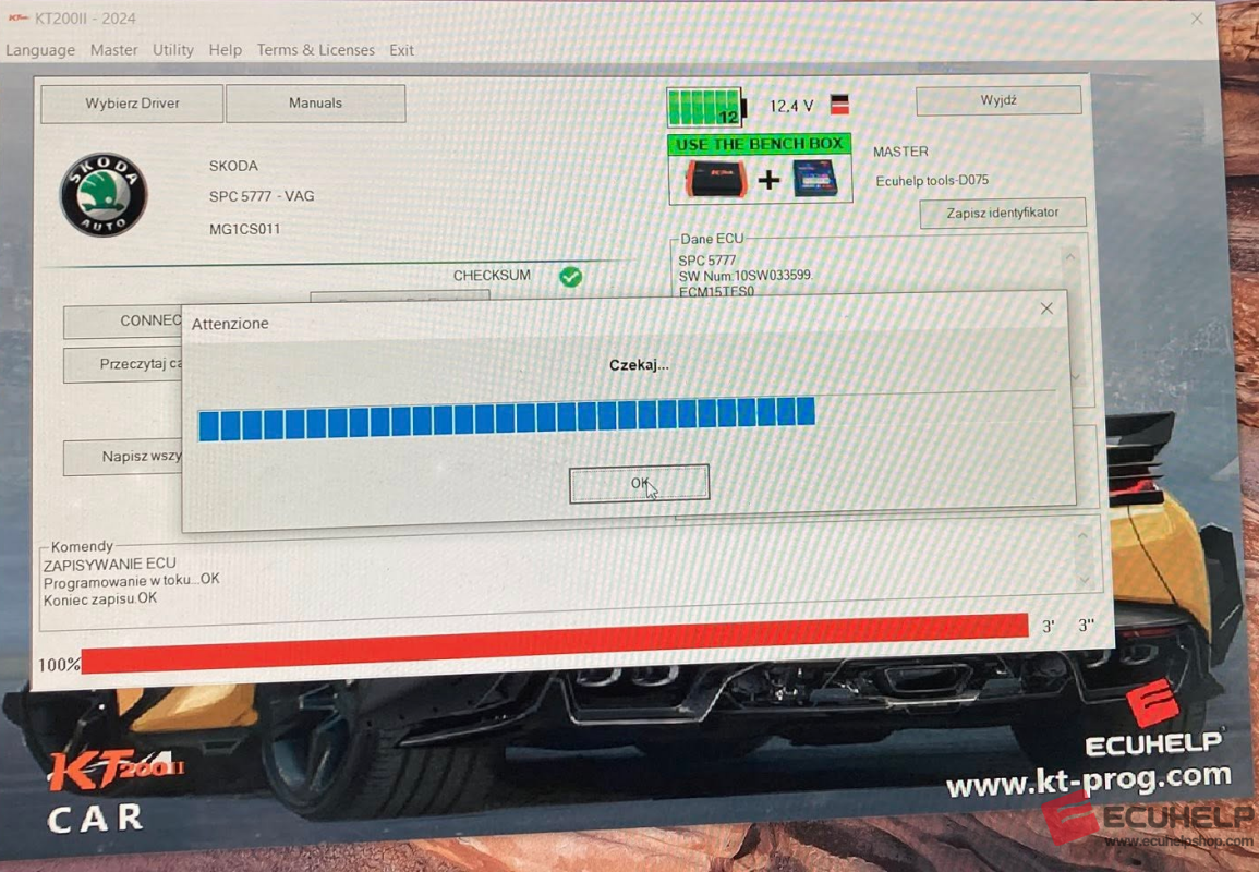 KT200II Read Write SKODA MG1CS011 SPC5777 2007 on Bench-06