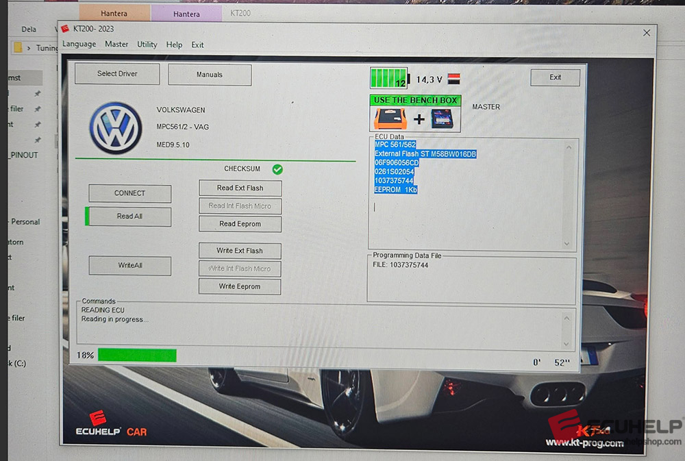 KT200 Bench Read/Write VW Touran 2.0FSI 2005 MED9.5.10-03