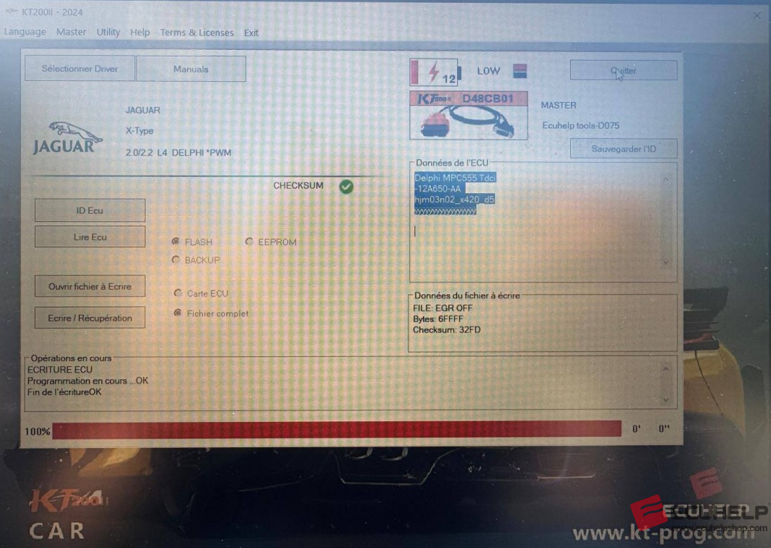 KT200II OBD Read/Write Jaguar X-Type 2.0D 130hp Delphi PWM-01