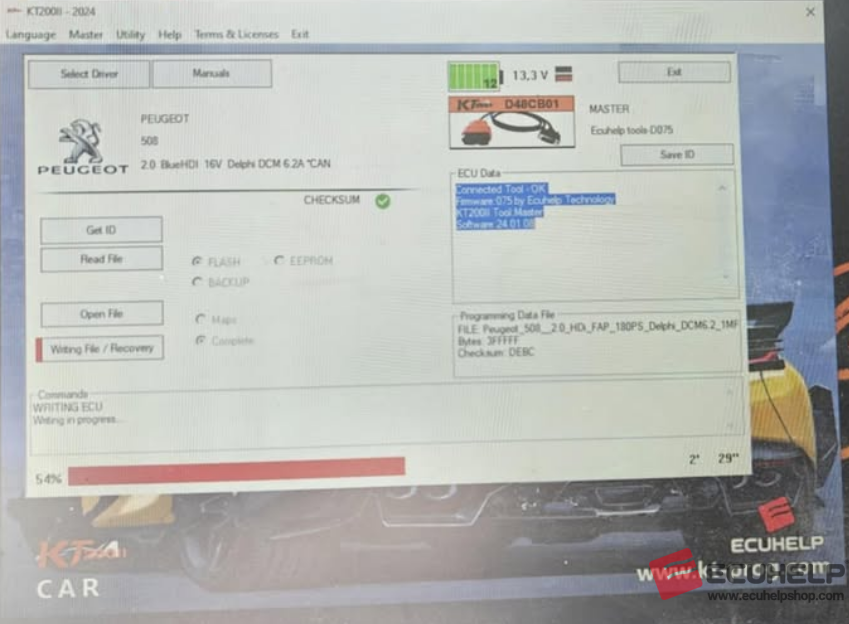 KT200II OBD Read Write Peugeot 508 2.0 BlueHDi DCM6.2A