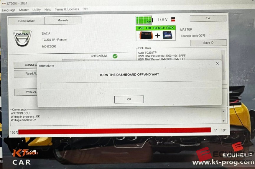 KT200II Read/Write Dacia Duster 1.5 2020 MD1CS006 on Bench-05