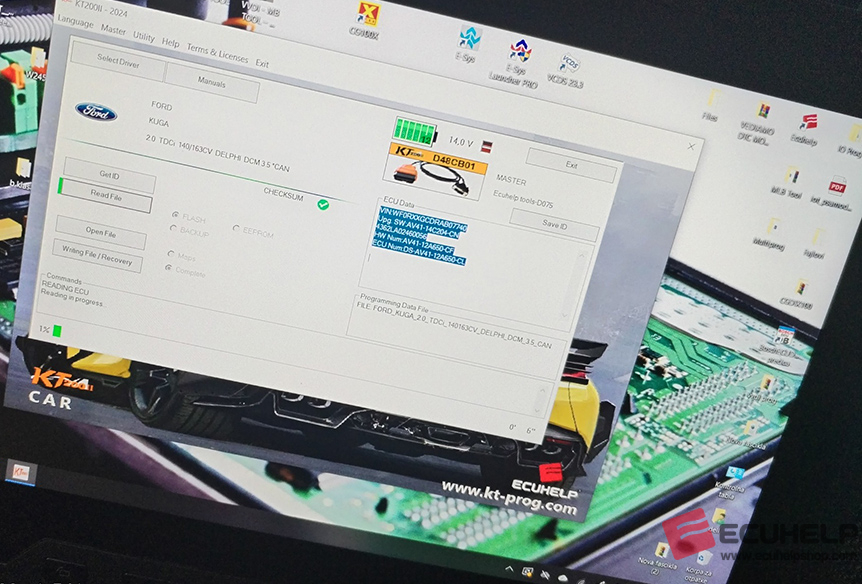 KT200II Read Write Ford Kuga 2.0 TDCi DCM3.5 via OBD-03