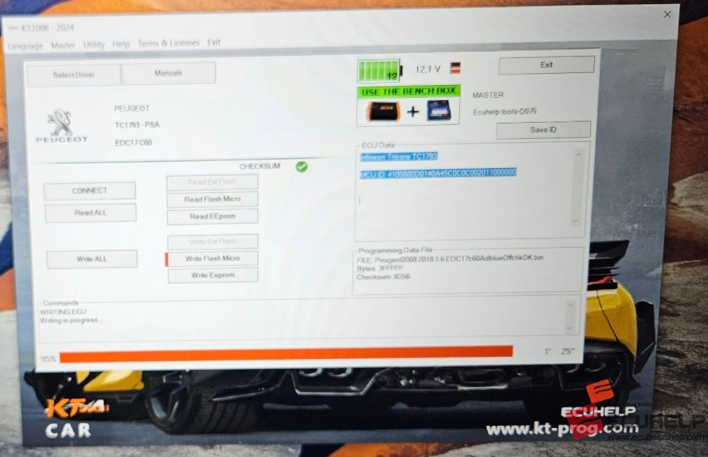 KT200II Read Write Peugeot EDC17C60 on bench-04