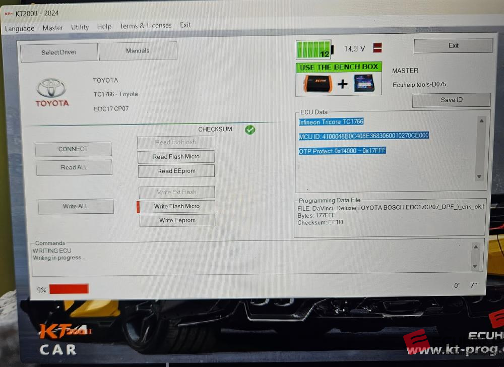 KT200II Bench Read Write Toyota Yaris 2010 1.4 D4D EDC17CP07-07