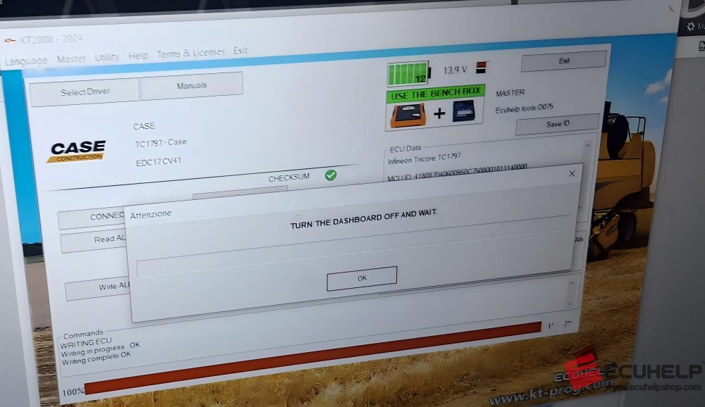 KT200II Read Write Case 521g Edc17cv41 TC1797 on Bench-05
