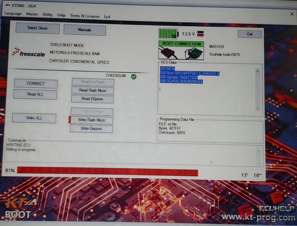 KT200II Read and Write Chrysler Continental GPEC3 Boot Mode-03