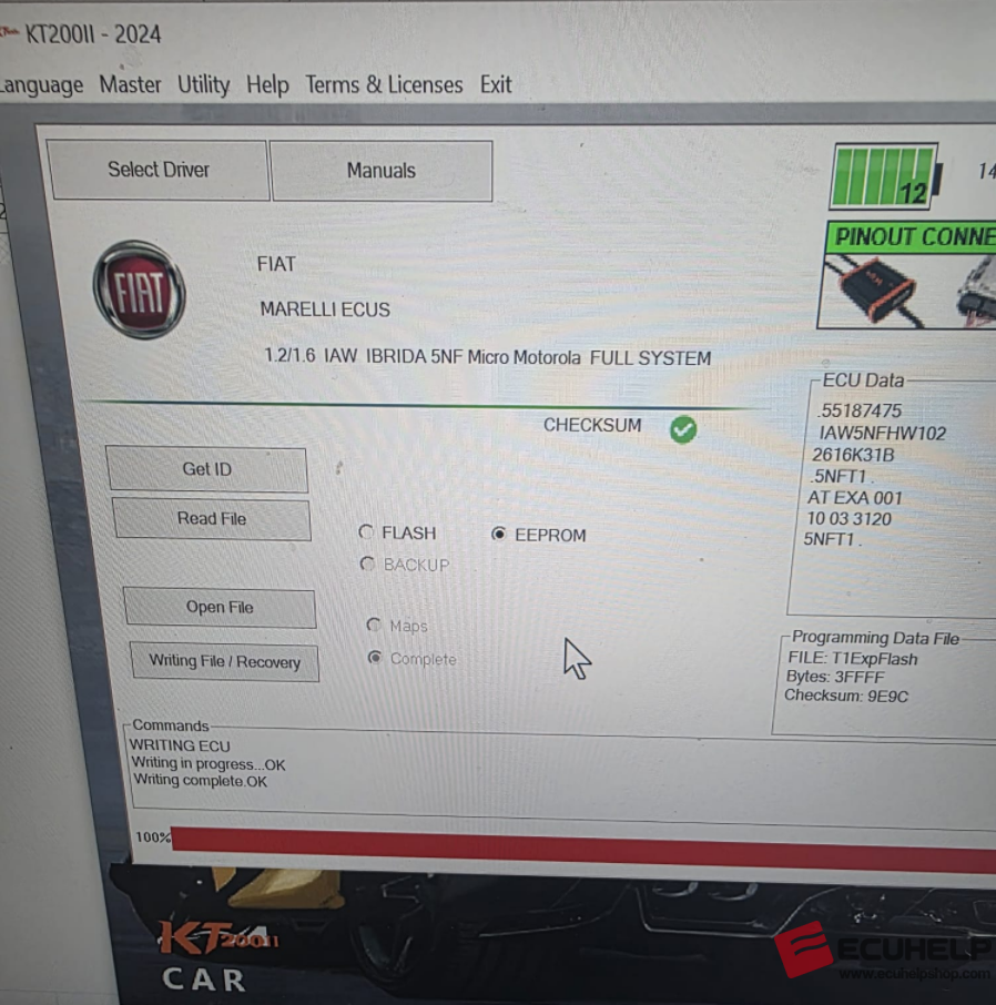 KT200II Read and Write Fiat Marelli IAW 5NF on Bench-02
