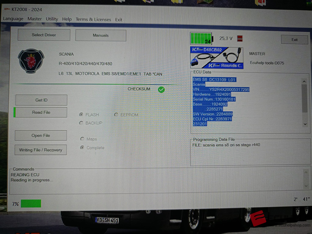 KT200II Successfully Reads & Writes Scania R440 EMS S8 (VR + Real File)-02