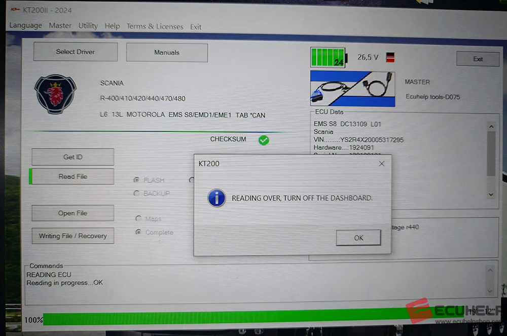 KT200II Successfully Reads & Writes Scania R440 EMS S8 (VR + Real File)-04