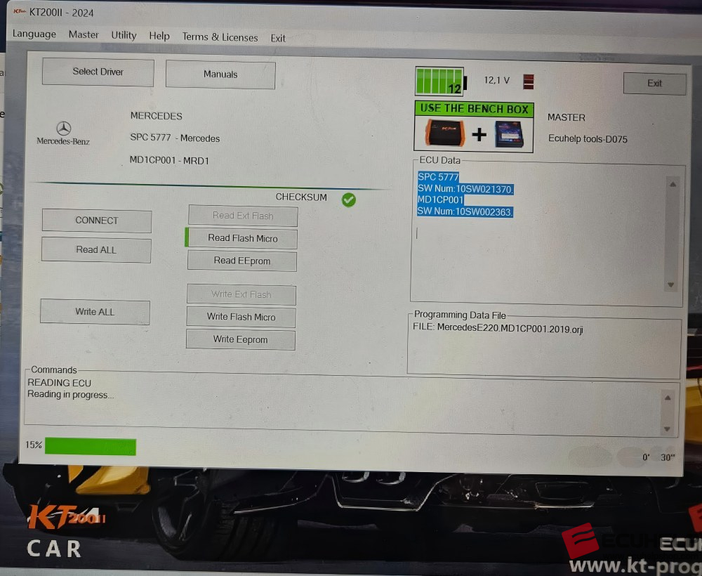 KT200II Read Write Mercedes E220 2019 MD1CP001 on Bench-04