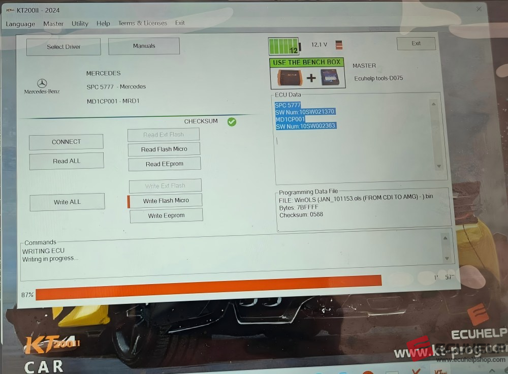 KT200II Read Write Mercedes E220 2019 MD1CP001 on Bench-05