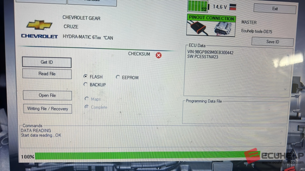 ECUHELP KT200II Read Write TCM Chevrolet 6T30 Pinout Mode-03