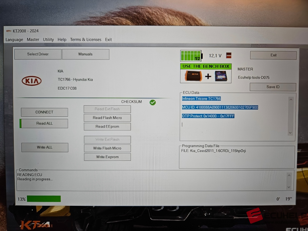 KT200II Bench Read & Write Kia Ceed 2011 1.6CRDi 115hp EDC17C08-03