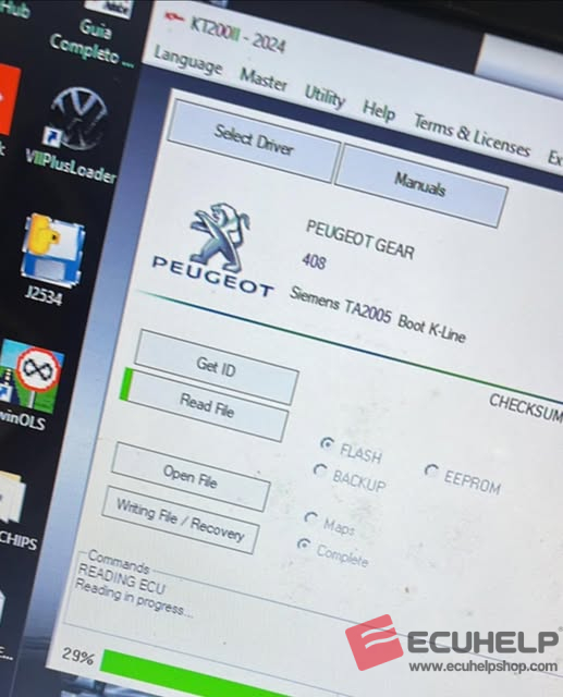 KT200II Read Write Peugeot Gearbox 408 TA2005 Boot Mode-01