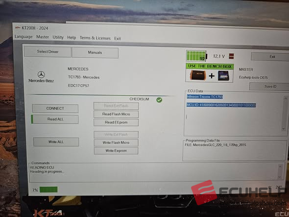 KT200II Read and Write Mercedes GLC 2.2CDi 170hp EDC17CP57 on Bench-02