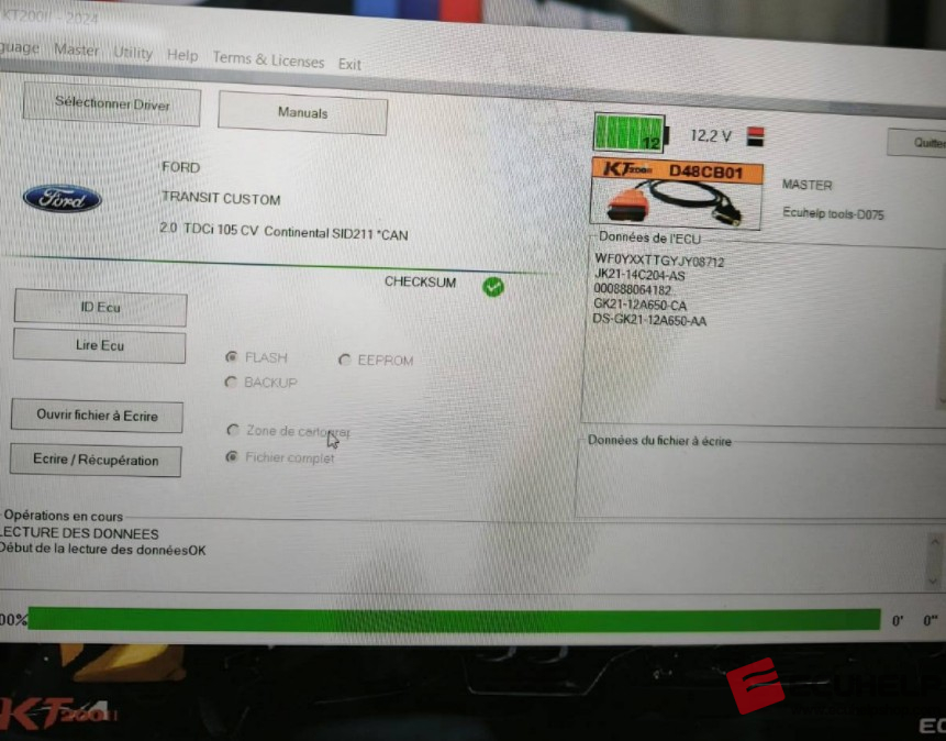 ECUHELP KT200II OBD Read/Write Ford Transit Custom SID211-01