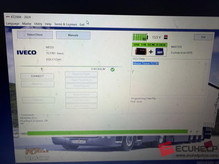 ECUHELP KT200II Read Write Iveco Edc17cv41 on Bench-03