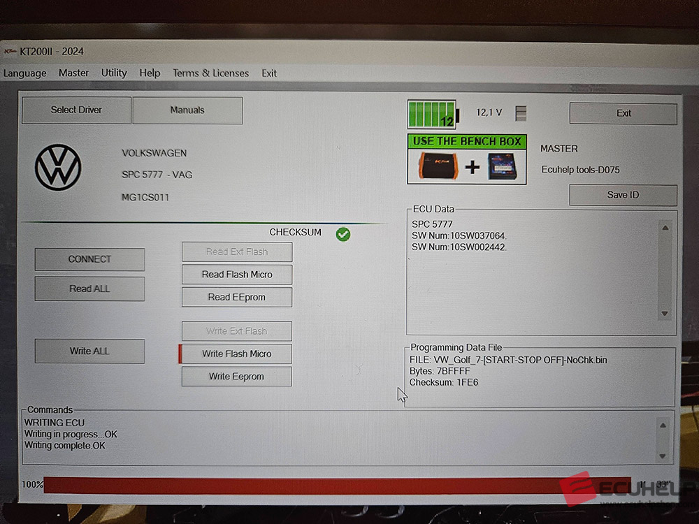 ECUHELP KT200II Bench Read/Write VW Golf 7.5 MG1CS011 (SPC5777)-06