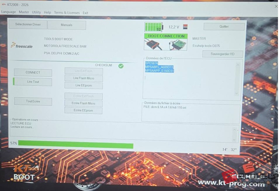 ECUHELP KT200II Read Write PSA Delphi DCM6.2A Boot Mode-03