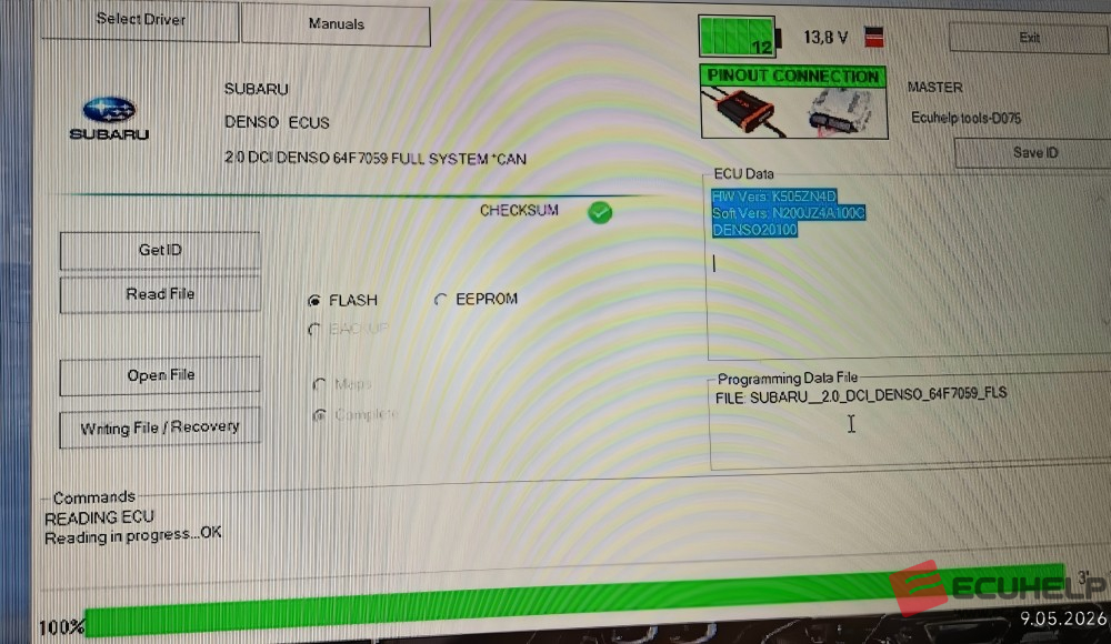ECUHELP KT200II 2026 Read/Write Subaru Denso 64F7059 Pinout Mode-03