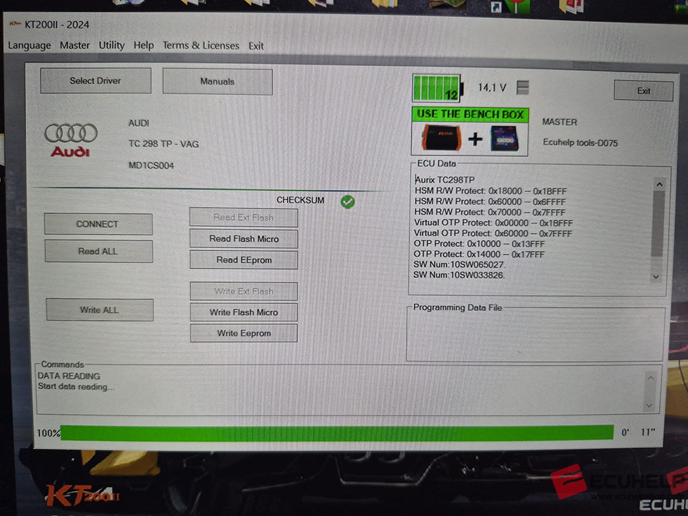 ECUHELP KT200II Read Write Audi MD1CS004 on Bench-03