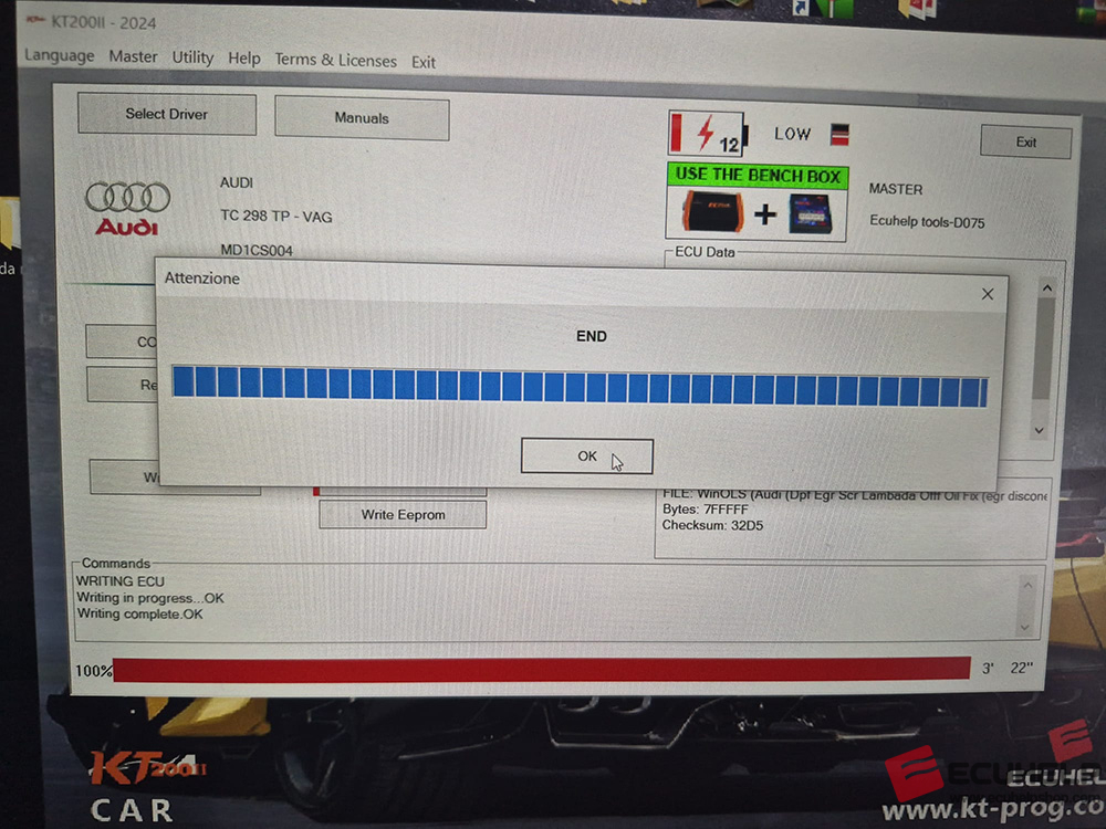 ECUHELP KT200II Read Write Audi MD1CS004 on Bench-04