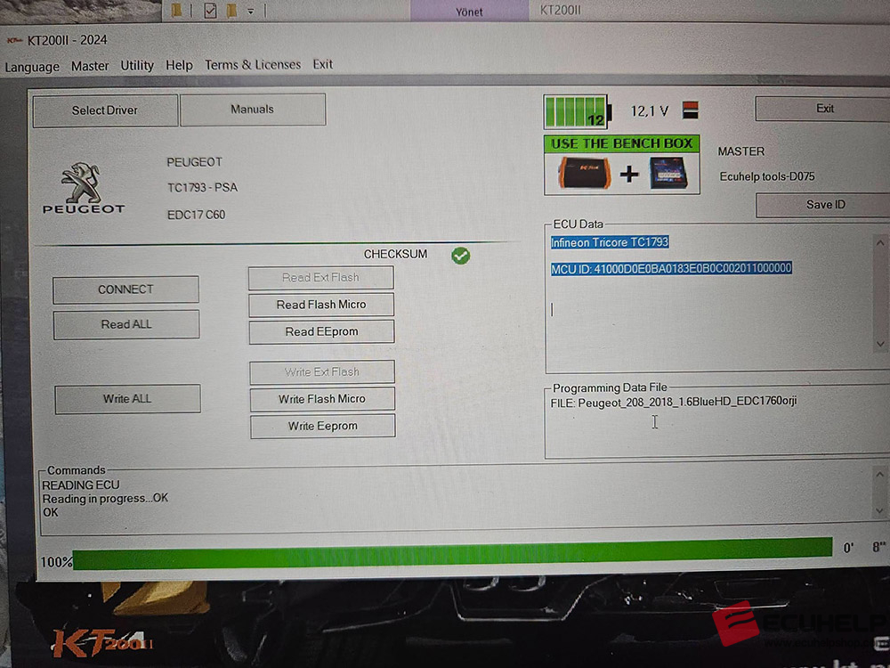 ECUHELP KT200II Bench Read and Write Peugeot EDC17C60-03