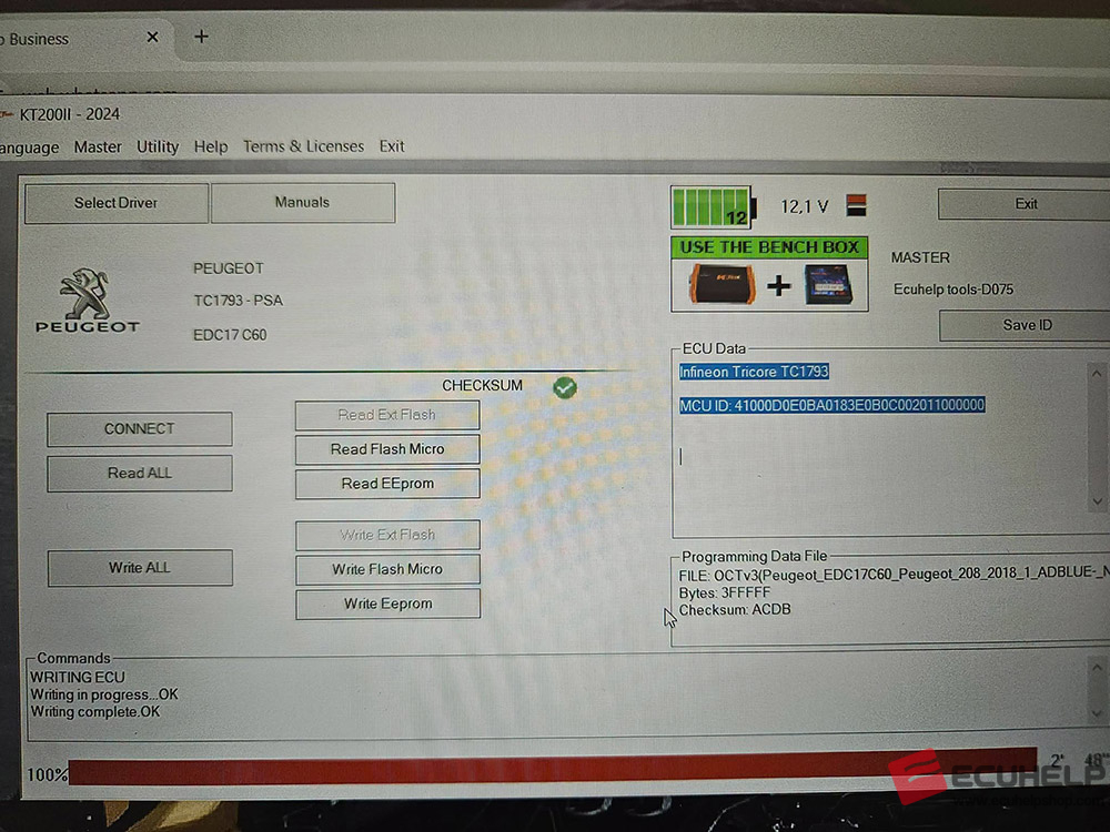 ECUHELP KT200II Bench Read and Write Peugeot EDC17C60-04