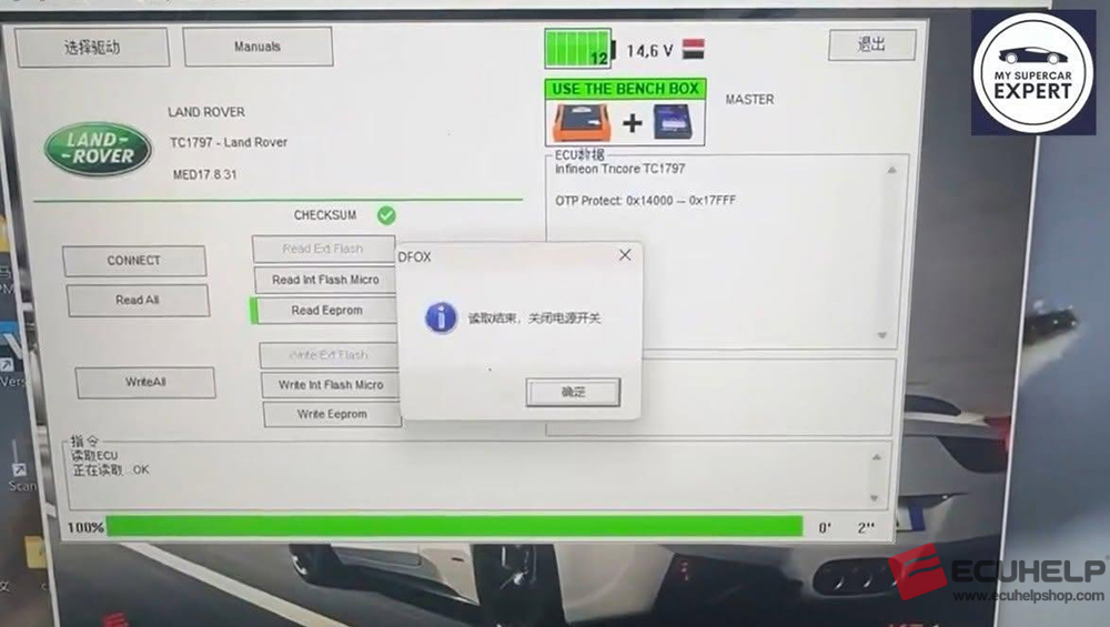 ECUHELP KT200II Read and Write LandRover MED17.8.31 on Bench-04