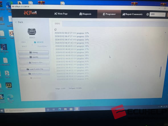 ECUHELP KTflash Read and Write Sid321 on Bench-02