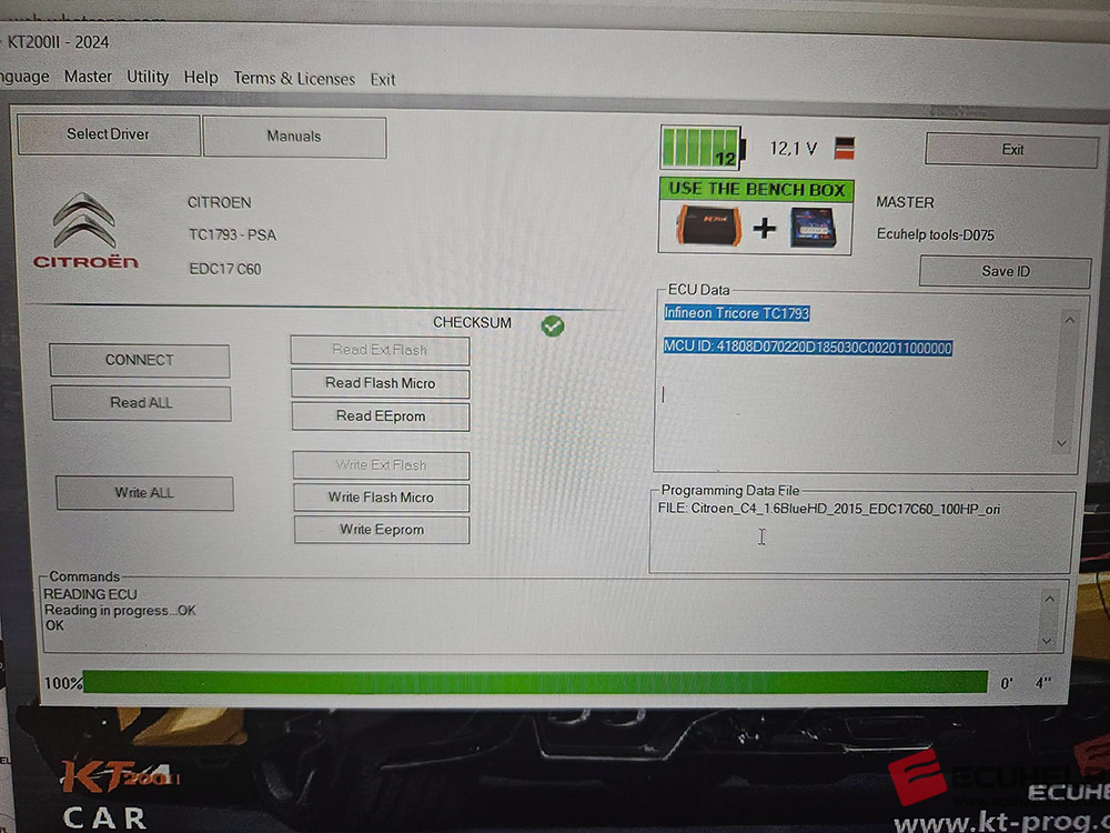 ECUHELP KT200II Bench Read Write Citroen C4 2016 1.6BlueaHD EDC17C60-04