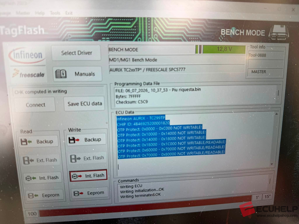 TagFlash Read and Write MG1CS011 2020 on Bench-03