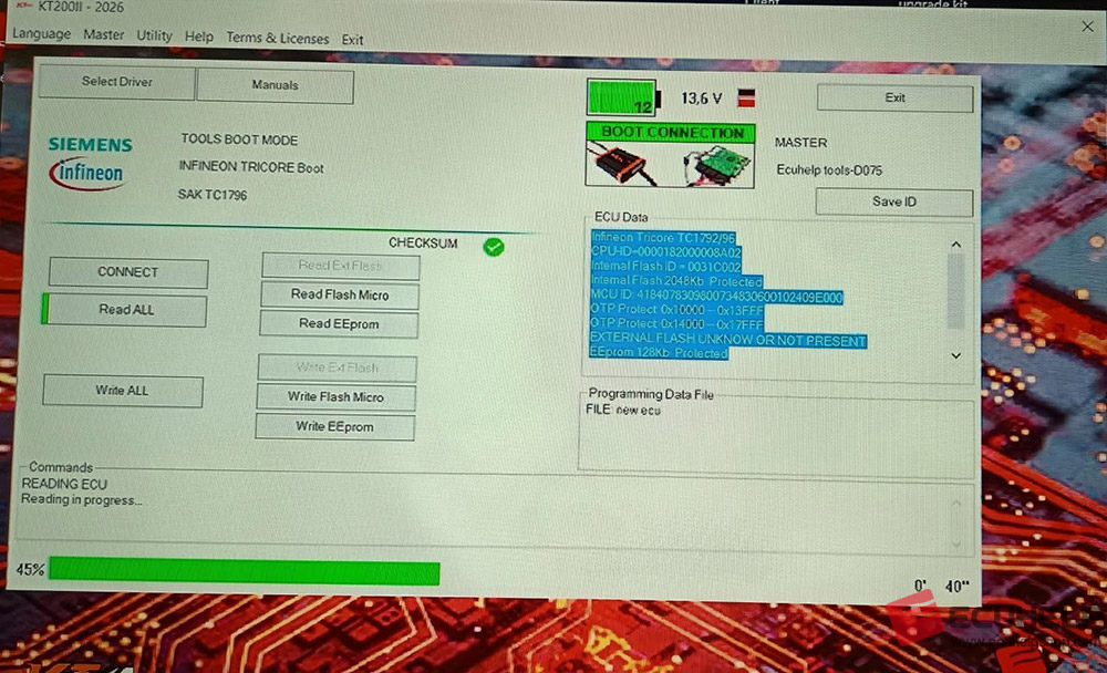ECUHELP KT200II 2026 Read/Write VW edc17cp14 Boot Mode-07