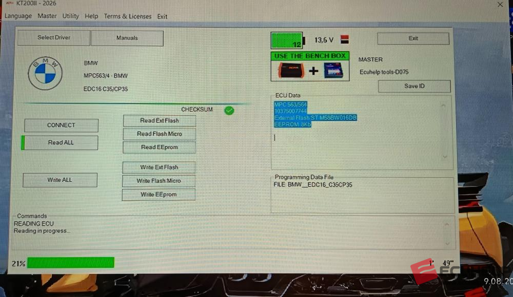 ECUHELP KT200II Read and Write BMW edc16c35 on Bench-04