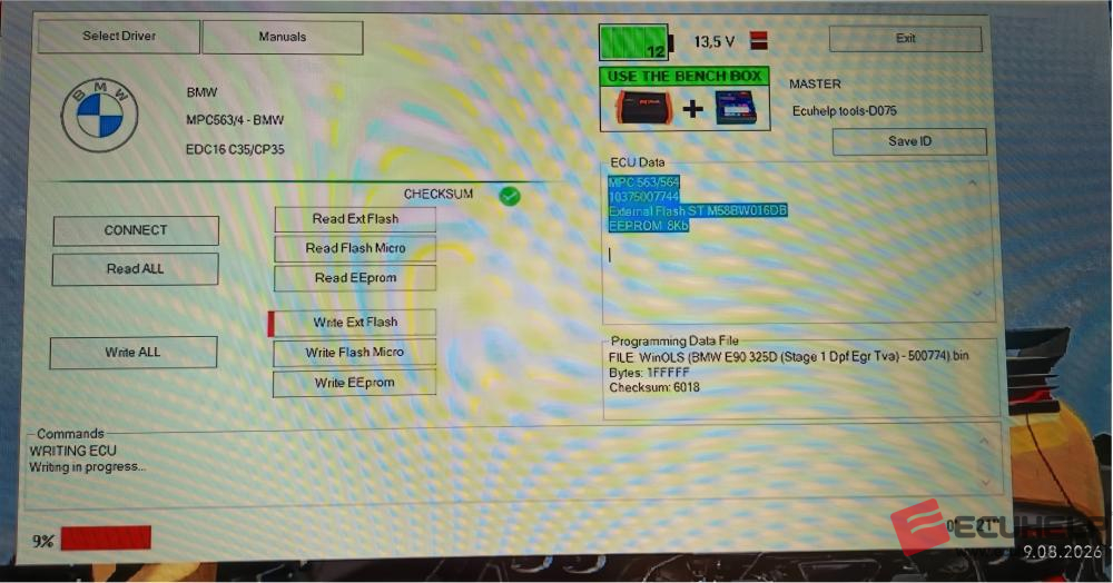 ECUHELP KT200II Read and Write BMW edc16c35 on Bench-05