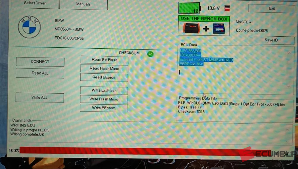 ECUHELP KT200II Read and Write BMW edc16c35 on Bench-06