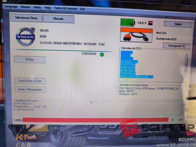 Volvo Read Box KT200II Read/Write Volvo XC60 Denso MB279700 96xx on Bench