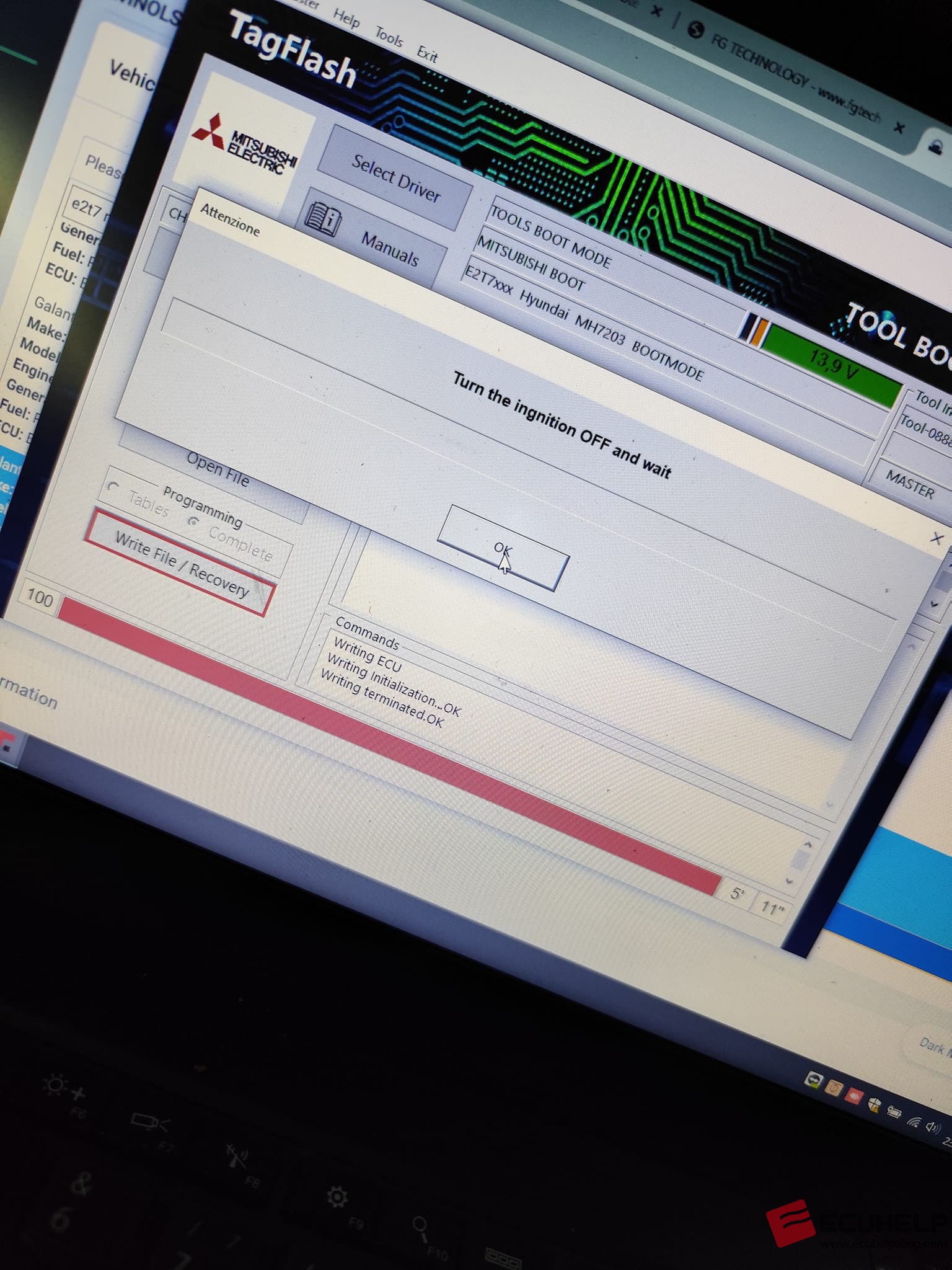 TagFlash Read/Write Mitsubishi E2T67xxx MCU MH7203 Bench/Boot Mode